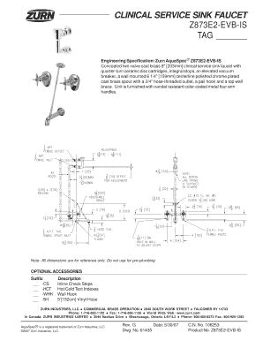 Fillable Online Clinical Service Sink Faucet Z873e2 Evb Is