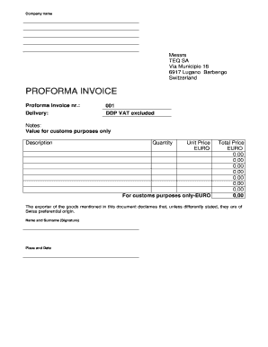 Fillable Online teq Proforma per restituzione merce - bTEQb Fax Email ...