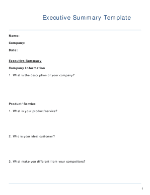 Executive Summary Template - Mason SBDC