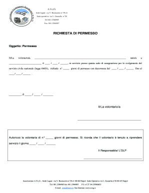 Fillable online avog richiesta di permesso fondazione avog avog ... Permesso online