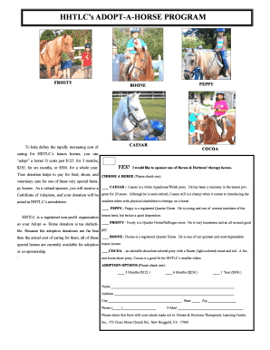 Fillable Online horsesandhorizons Adopt-A-Horse - Horses &amp; Horizons ...