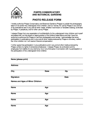 Photo Release Form for Minors - Phipps Conservatory