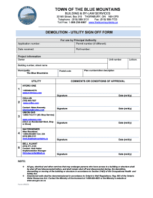 Signing off message sample - Utilities Sign-Off bFormb - The Blue Mountains - thebluemountains