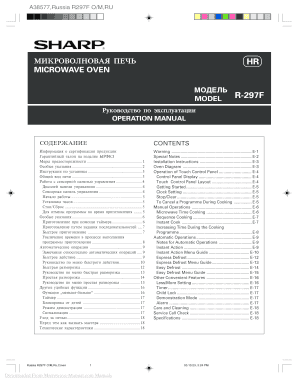 Sharp R-297F Microwave User Guide Manual Sharp R-297F Microwave User Guide Manual