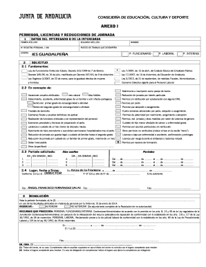 Trabalho de housekeeper - CIRCULAR DE PERMISOS Y LICENCIAS ACTUALIZACI323N MAYO 2014 ANEXO I - xn--iesguadalpea-khb