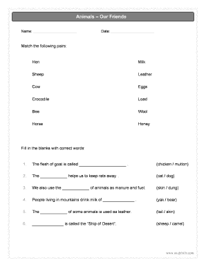 Our Friends Animals Fill In The Blanks - Fill Online, Printable, Fillable,  Blank | pdfFiller