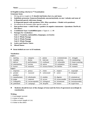 Name: Class: ( ) S3 English testing criteria in 1 Examination ... - fklmstss edu