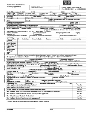 Fillable Online nhfinance co Home loan application - South Africa