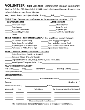 Hearing test sheet - elohim great banquet