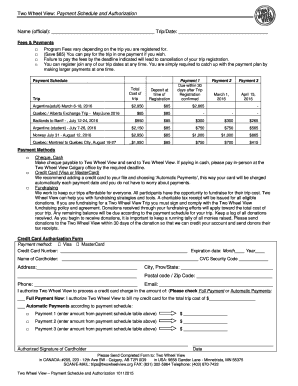 Payment plan schedule - Two Wheel View Payment Schedule and Authorization - twowheelview