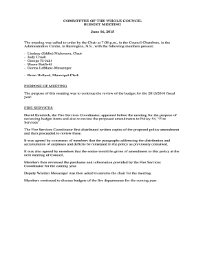 Yearly rental inspection checklist - COMMITTEE OF THE WHOLE COUNCIL BUDGET MEETING June 16 2015