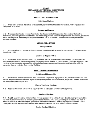 BYLAWS SCOTLAND MIDGET FOOTBALL INCORPORATED A NONPROFIT