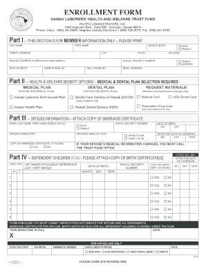 Hawaii Laborers Health and Welfare Trust Fund Enrollment Form