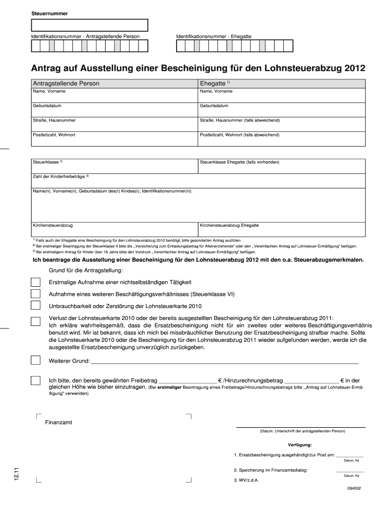 Antrag Auf Ausstellung Einer Bescheinigung Für Den Lohnsteuerabzug Ausfüllbar Online Antrag auf Ausstellung einer Bescheinigung f r