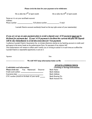 ACH Credit card Authorization form 1