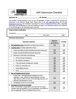 ADP bSubmissionb Checklist - Maple Ridge