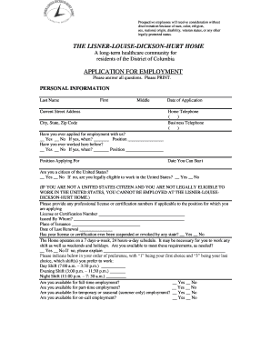 Peer evaluation form for employee - Employment Application - Lisner Louise Dickson Hurt Home - lldhhome