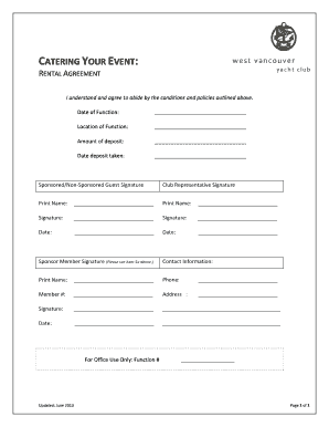 Canadian job offer letter sample - Catering your event - West Vancouver Yacht Club - wvyc