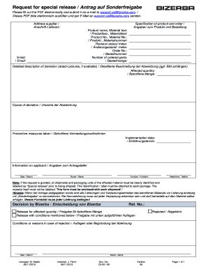 Special Release Request Form