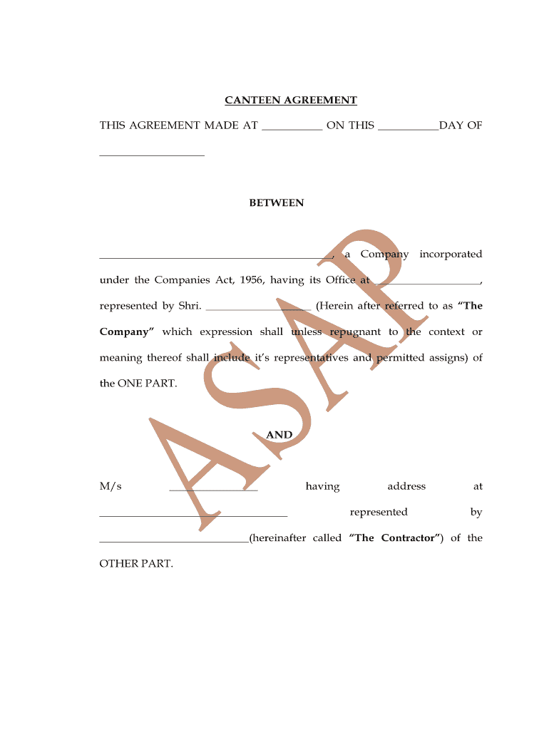 Fillable Online asklabourproblem Canteen agreement Asklabourproblem