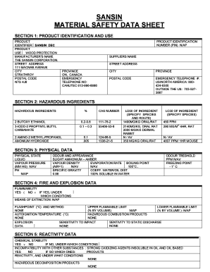 SANSIN MATERIAL SAFETY DATA SHEET - Log Home Store