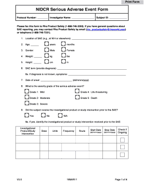 Wedding catering contract - NIDCR Serious Adverse Event Form. Form for reporting SAE