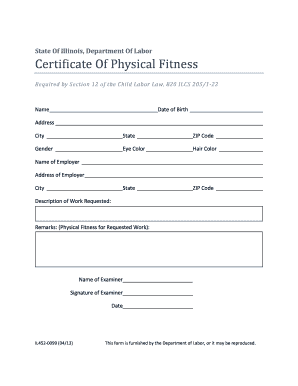 Labor certificate form