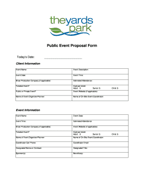 Public Event Proposal Form - The Yards Park - yardspark