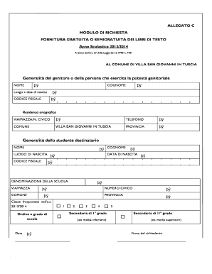 Generalit del genitore o della persona che esercita la