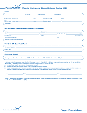 Blocco Imei Postemobile - Fill Online, Printable, Fillable, Blank
