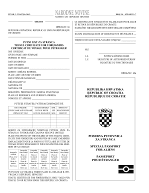 Croatian Travel Certificate for Foreigners