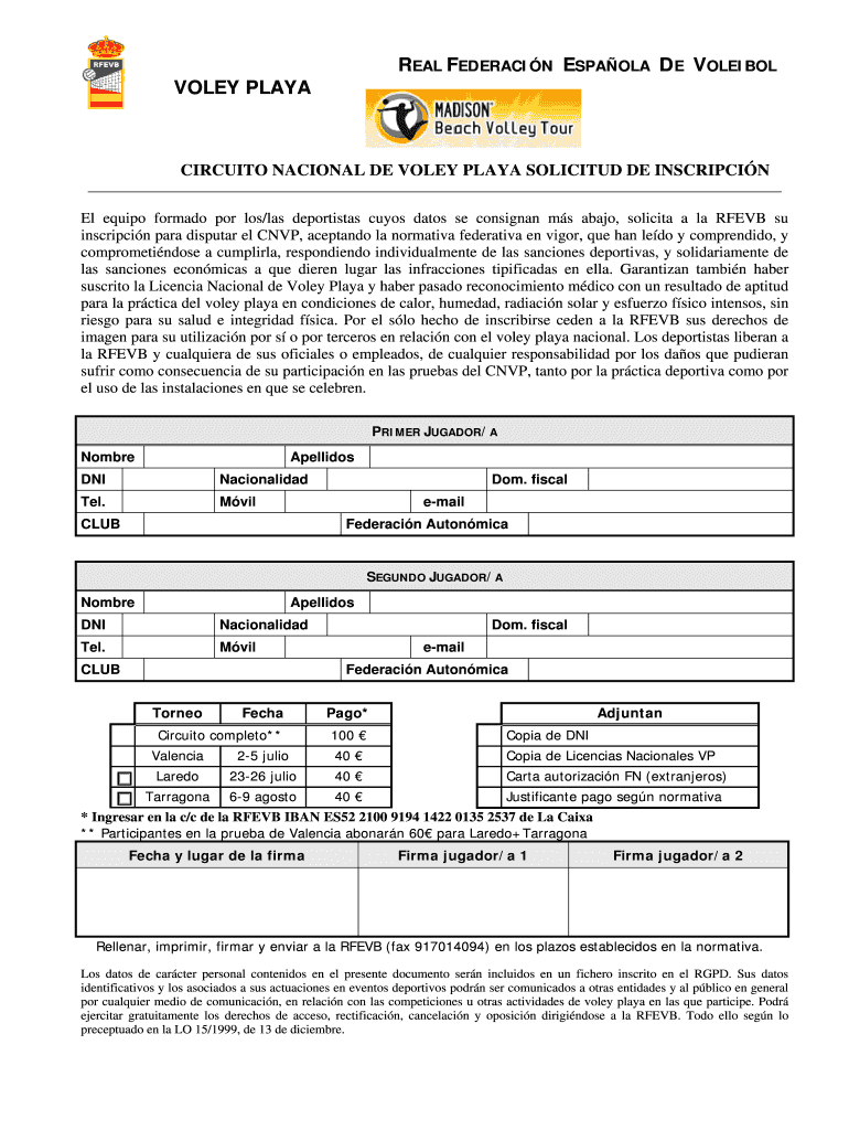 REAL FEDERACIN ESPAOLA DE VOLEIBOL VOLEY PLAYA - rfevbcom Vista previa en la página 1