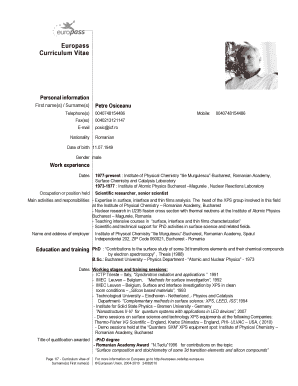 Romania cv format - Occupation or position held - icf