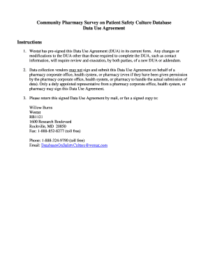 Pharmacy Survey on Patient Safety Culture Database Data Use Agreement Pharmacy DUA - ahrq