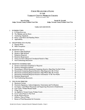 BCourtb Rules for E-bFilingb in the Tarrant County Probate Courts
