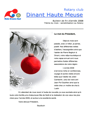 Parution du bulletin de janvier 2009. - Rotary Club Dinant-Haute ... - rdhm