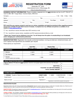 REGISTRATION FORM September 29th, 2016 International Centre Mississauga, ON http://rcclpconference