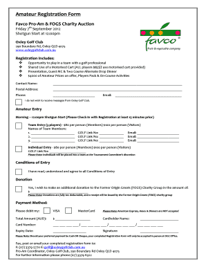 Amateur Registration Form - Oxley Golf Club Inc