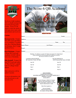 A Score 6 QB/WR Spring Training Brochure - Score 6 QB Academy - score6