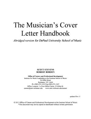 fillable online music depaul cover letter handbook depaul depaul cover letter