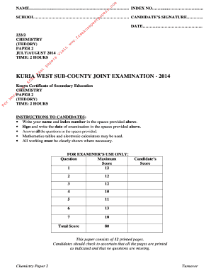 Staff paper pdf - 2014 kcse kuria west chemistry p2 - FREE KCSE PAST PAPERS