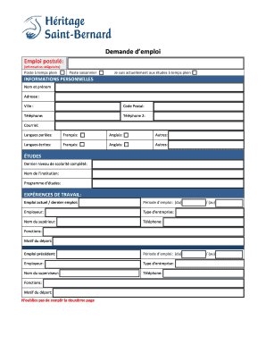 formulaire d'embauche rgulier