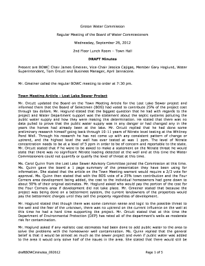 How to type up meeting minutes - DRAFT Minutes Town Meeting Article - Lost Lake Sewer Project - grotonwater