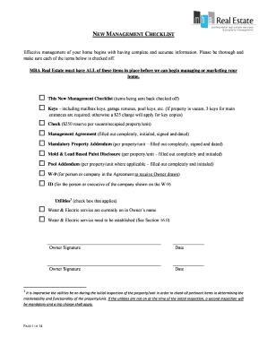 NEW MANAGEMENT CHECKLIST - bMBAb Real Estate LLC