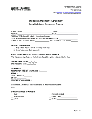 Student Enrollment Agreement - Northeastern Institute of Cannabis