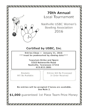 70th Annual Local Tournament 2016 - NashvilleUSBCWBA