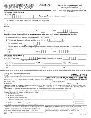 Iowa Employee Registry Reporting Form