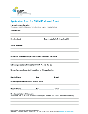 Application form for bESNMb Endorsed Event