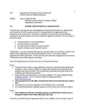 Senior Promotion bApplicationb - Office of Faculty Affairs - Columbia bb