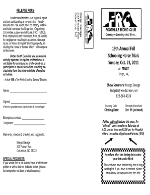 Horse trial agreement template - 9th Annual Fall Schooling Horse Trials Sunday Oct - foothillsridingclub